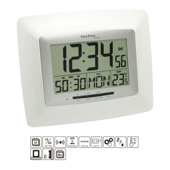 Radio gestuurde wekker - Stopwatch functie - Datum en Temperatuur - Technoline WS 8100