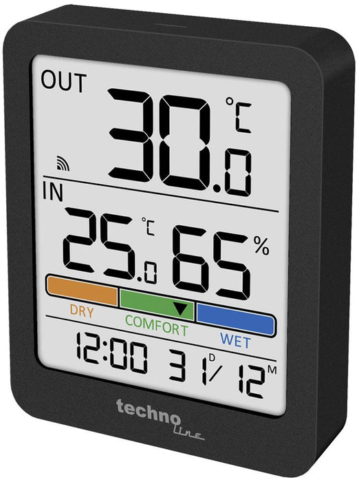 Thermometer Technoline WS 9488 81x98x22mm antraciet met 1 buitensensor 30m