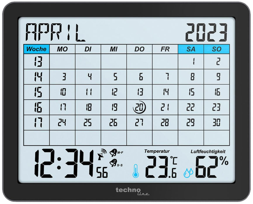Digitale kalender Technoline WT 2600 172x139x21mm zwart