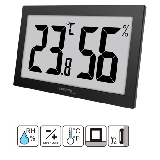 Aluminium wandklok met lcd-display en thermometer, hygrometer Aluminium wandklok met lcd-display en thermometer, hygrometer