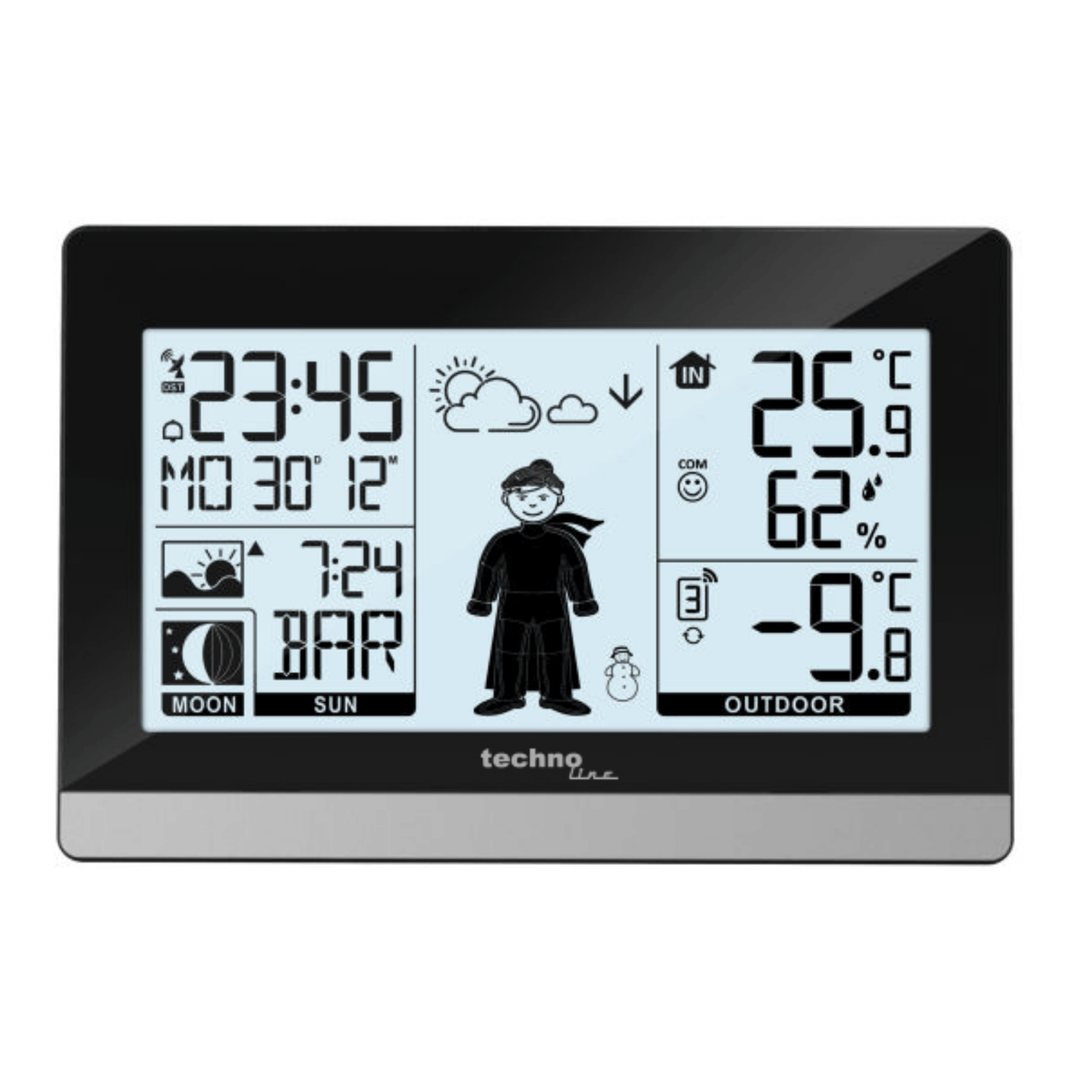 Technoline WS 6750 Station météo Radio, Noir avec Batteries Technoline WS 6750 Station météo Radio, Noir avec Batteries