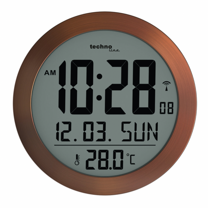 Digitale Funkwanduhr / Tischuhr - Thermometer - Datum - Weckerfunktion - Technoline WS 8038