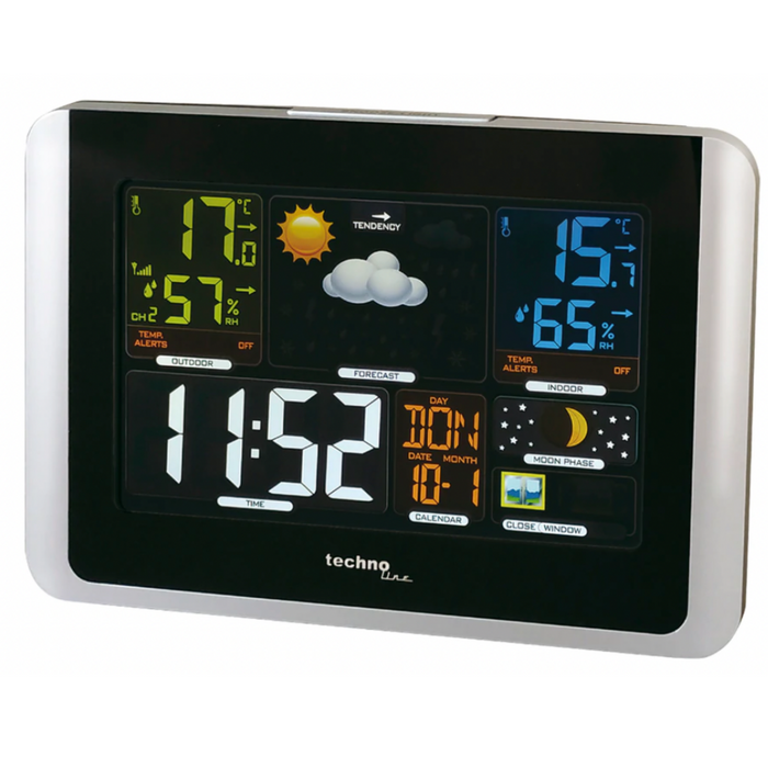 Weather station - Including outdoor sensor - Alarm clock - Moon phase - Radio controlled clock - Date - Technoline WS 6442