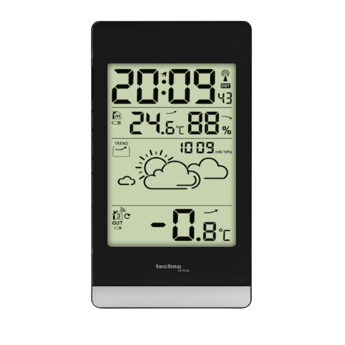 Weather station - Radio controlled clock - Weather forecast - Indoor and outdoor temperature display - Indoor humidity - CO2/gas sensor - Technoline WS 9132