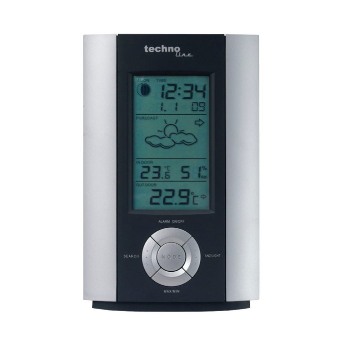 Weather Station - Inc. Outdoor sensor - Weather forecast/conditions - Date - Alarm clock function - Technoline WS 6710