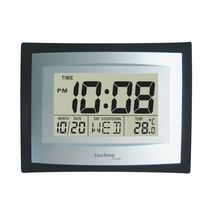 Digitale wandklok - Datum - Temperatuur - Wekkerfunctie - TechnoLine WS 8004