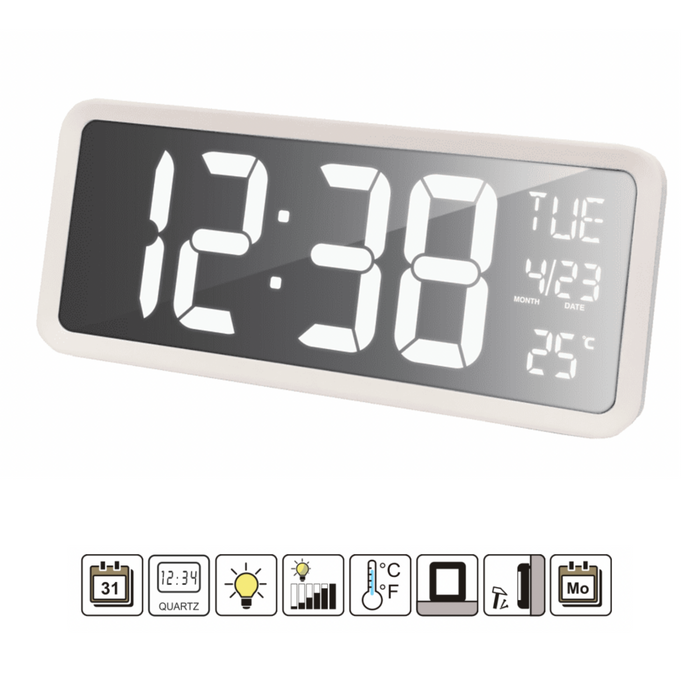 Wall clock / Table clock large clear numbers - Date & Day indication - Temperature - Technoline WS 8130