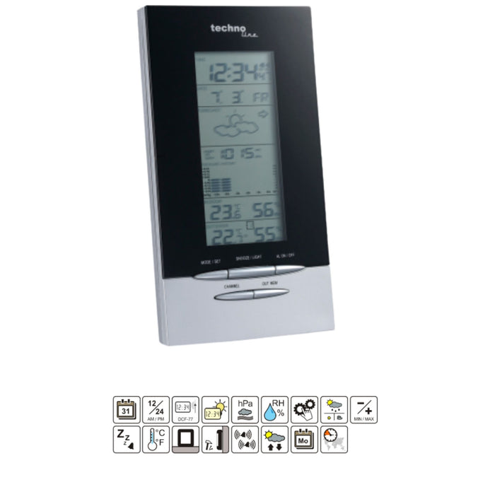 Digitale radiogestuurde klok thermometer / hygrometer weerstation -  Technoline WS 6730