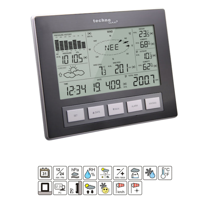 Professional weather station - 3 outdoor sensors Technoline WS 2816