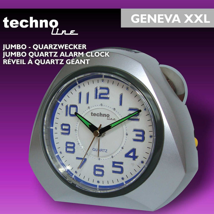 Analogue Alarm Clock - Luminous Numerals - Second Hand - Model XXL Technoline