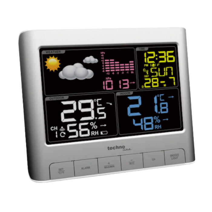 Digital Weather Station - Radio Controlled Alarm Clock - Date - Indoor and Outdoor Temperature Display Indoor and Outdoor Humidity Display - Technoline WS 6449 Weather Station
