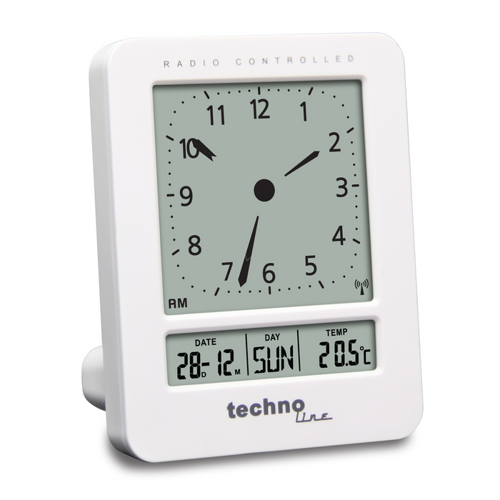 Radio Controlled Alarm Clock - Date and Temperature Display - Technoline WT 745