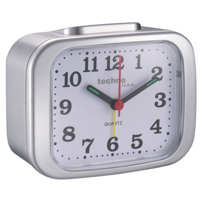 Technoline Model XL Silver - analog quartz alarm clock in retro design