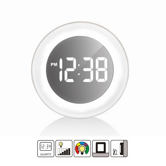 Digital wall clock / table clock - Different colors lighting - Mirror image - Technoline WS 8086