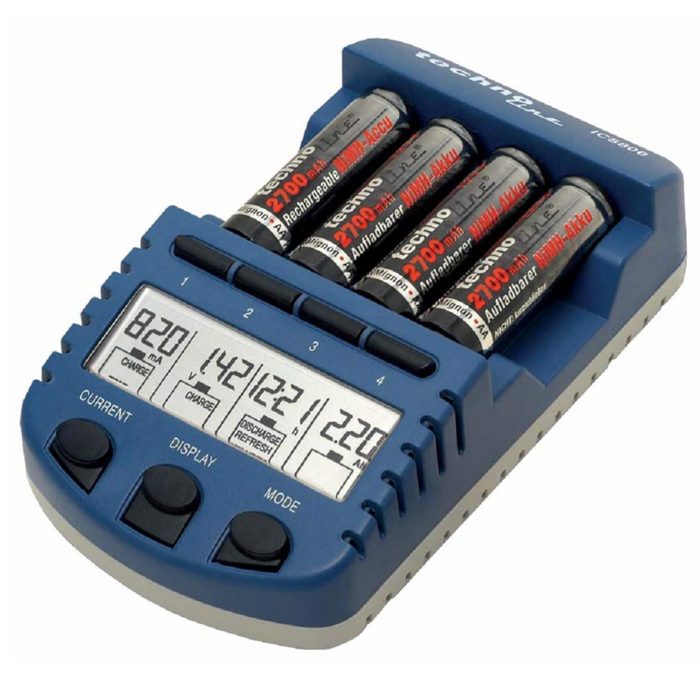 Batterij oplader met 4 oplaadbare batterijen - Technoline BC1000