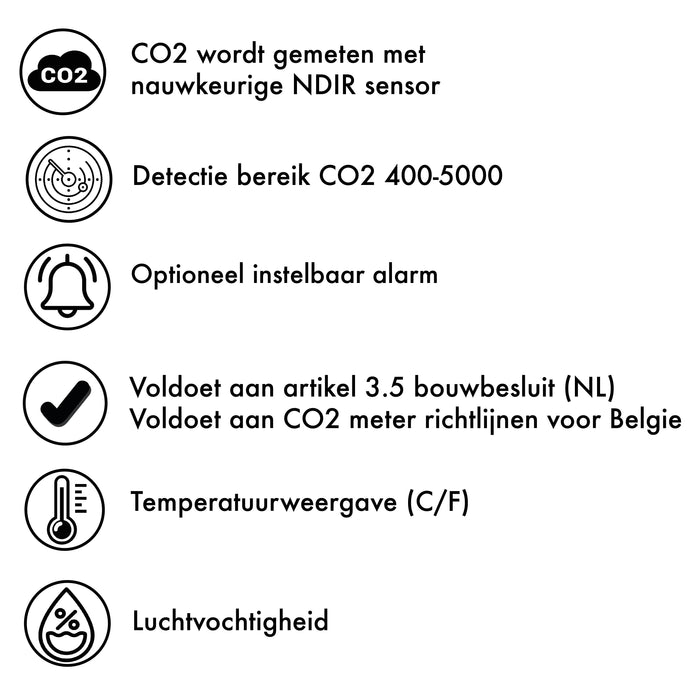 Luchtkwaliteit Meter / CO2 Meter Oplaadbaar