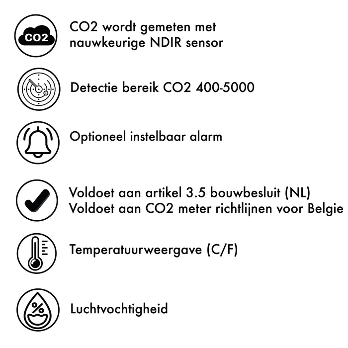 luchtkwaliteitmeter met CO2 meter, temperatuur meter, luchtvochtigheidsmeter,luchtkwaliteitsmeter,CO2 meter,WL1030