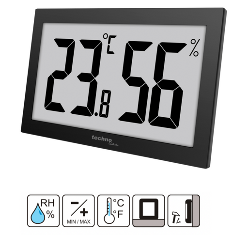 Technoline WS 9460 - Silber - Innen-Hygrometer - Innen-Thermometer -  Hygrometer - Thermometer - Hygrometer - Thermometer - Akku - 73 mm