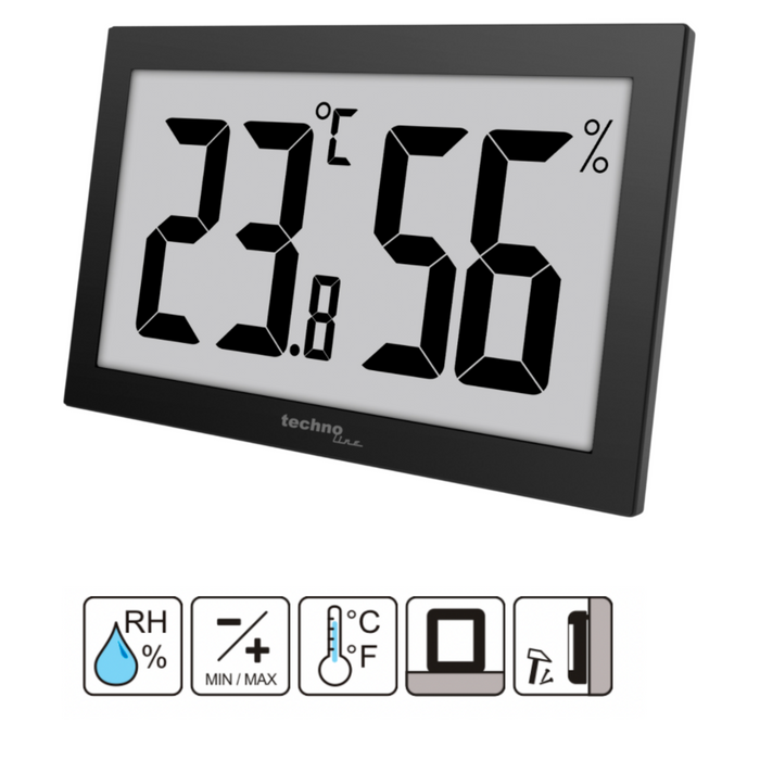 Großes digitales Innenthermometer / Hygrometer - Temperatur - Luftfeuchtigkeit - Technoline WS 9465